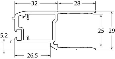 Profil charnière 4 vantaux aluminium