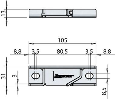 Schließkeil RH 13 mm, für horizontale Befestigung (2)
