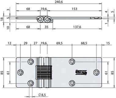 Einbau-Doppelgelenkscharnier bei Seitenwänden in Kühlfahrzeugen (2)