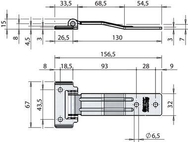 Charnière zinguée 156,5mm avec passage de joint (2)