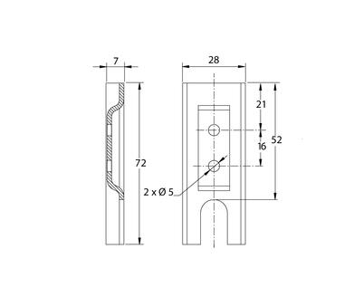 Schließhaken, Stahl für Verschluss durch horizontalen Riegel (2)
