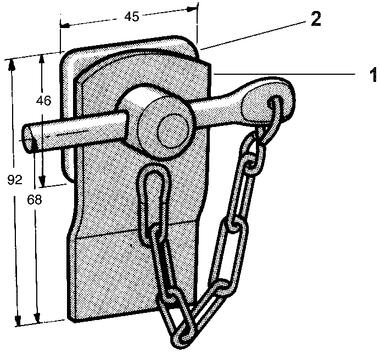 Dropside lock with chain and cylindrical cotter, self colour steel (2)