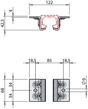 Płytki ze stali nierdzewnej do mocowania szyny, bez łańcuszka bez łańcucha (2)