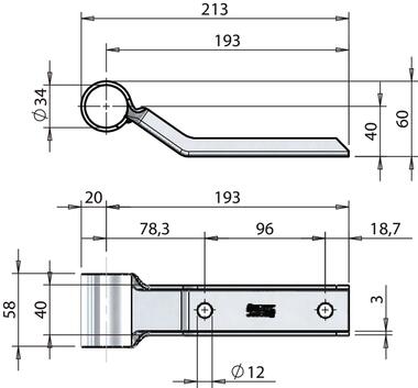 Support bracket for lateral 1 1/4" tube (2)
