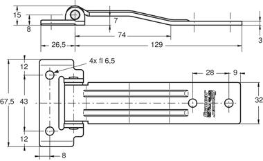 Charnière inox 129 mm avec passage de joint (2)